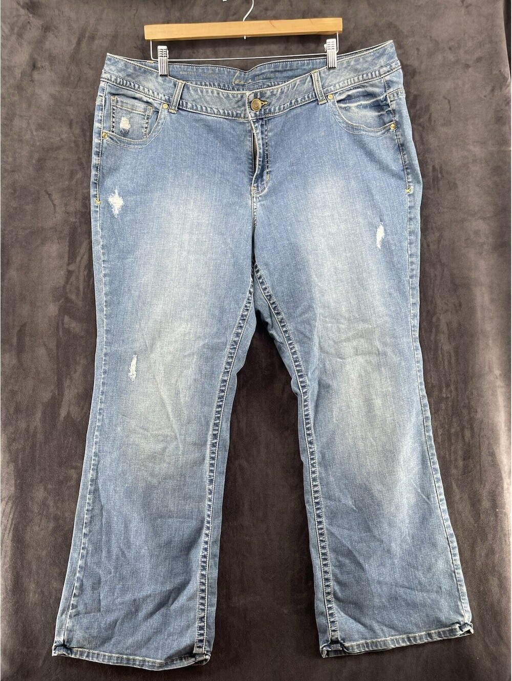 Lane Bryant Women’s Size 24 Bootcut Stretch Jeans Light Wash Distressed
